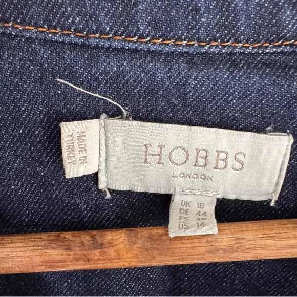 Hobbs London Lulu Long Sleeve Blue Denim Dress Size 14 - Picture 7 of 9
